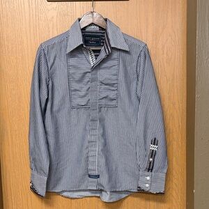 Scott weiland Blue and White Striped Button Down Shirt